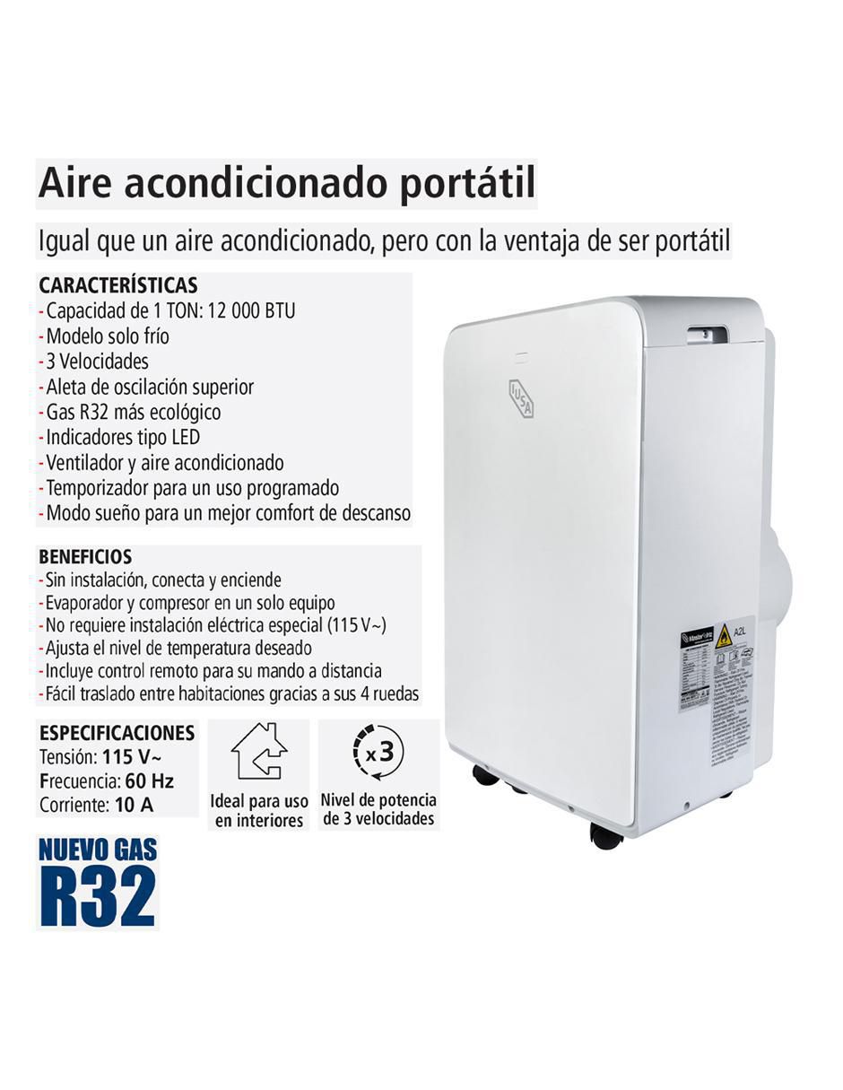 Aire acondicionado portátil frío 12000 btu acpr12 115 v 6