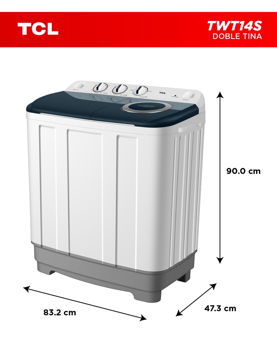 Lavadora doble tina 14 kg semiautomática carga superior twt14s 6