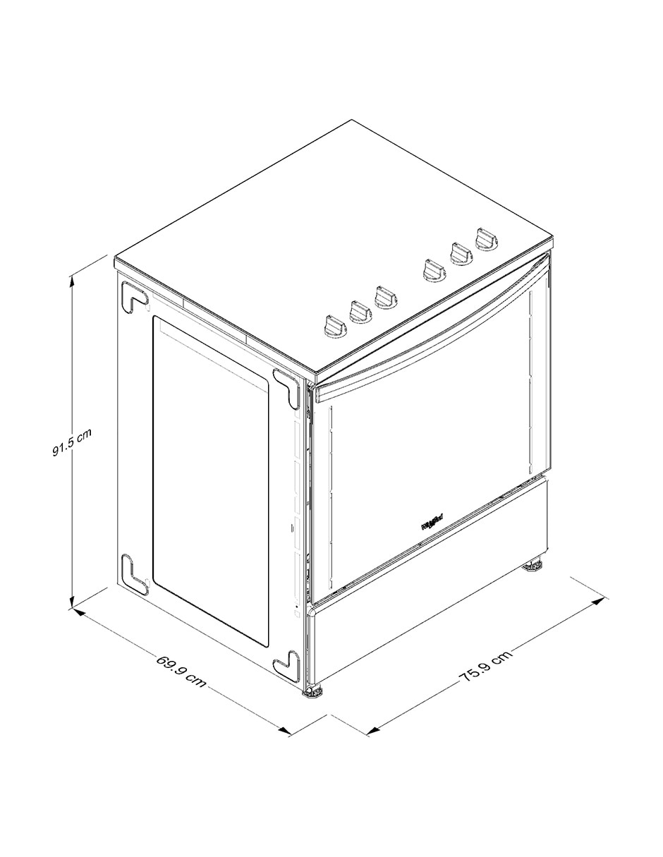 Estufa de piso eléctrica 75.9 cm 
WFRE1300D de 4 quemadores 7