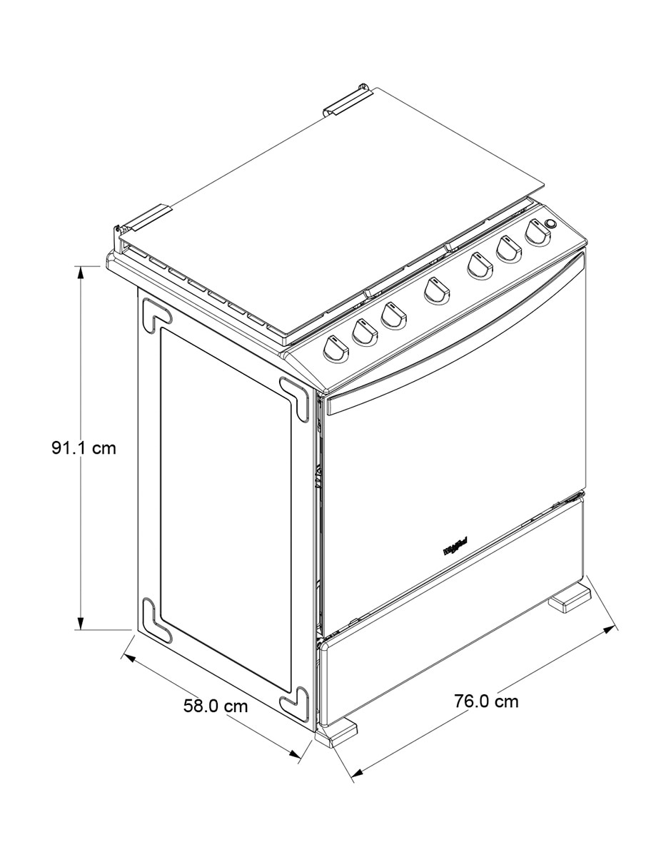 Estufa de piso a Gas LP 76 cm WFR7050S de 6 quemadores 7