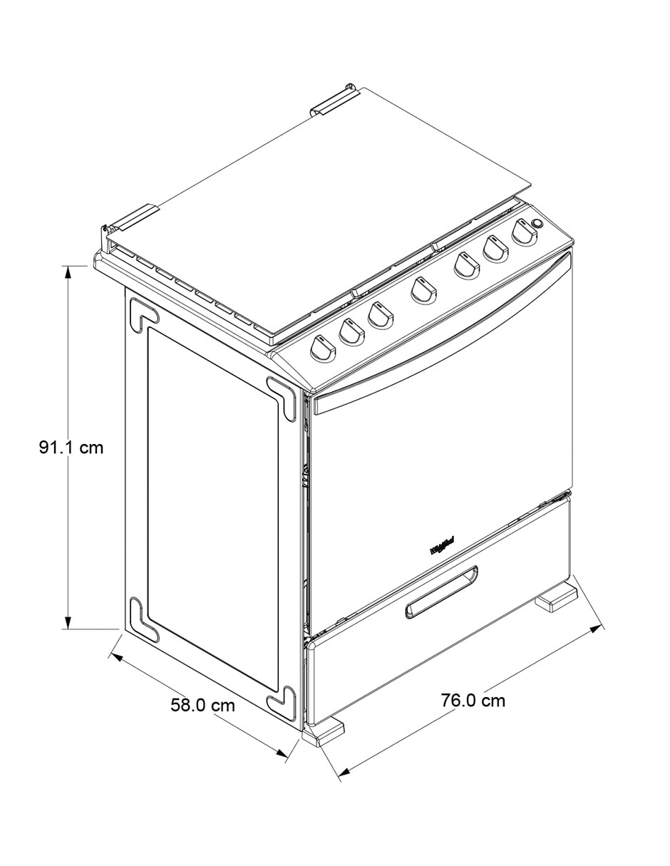 Estufa de piso a Gas LP 76 cm WFR7250S de 6 quemadores 7