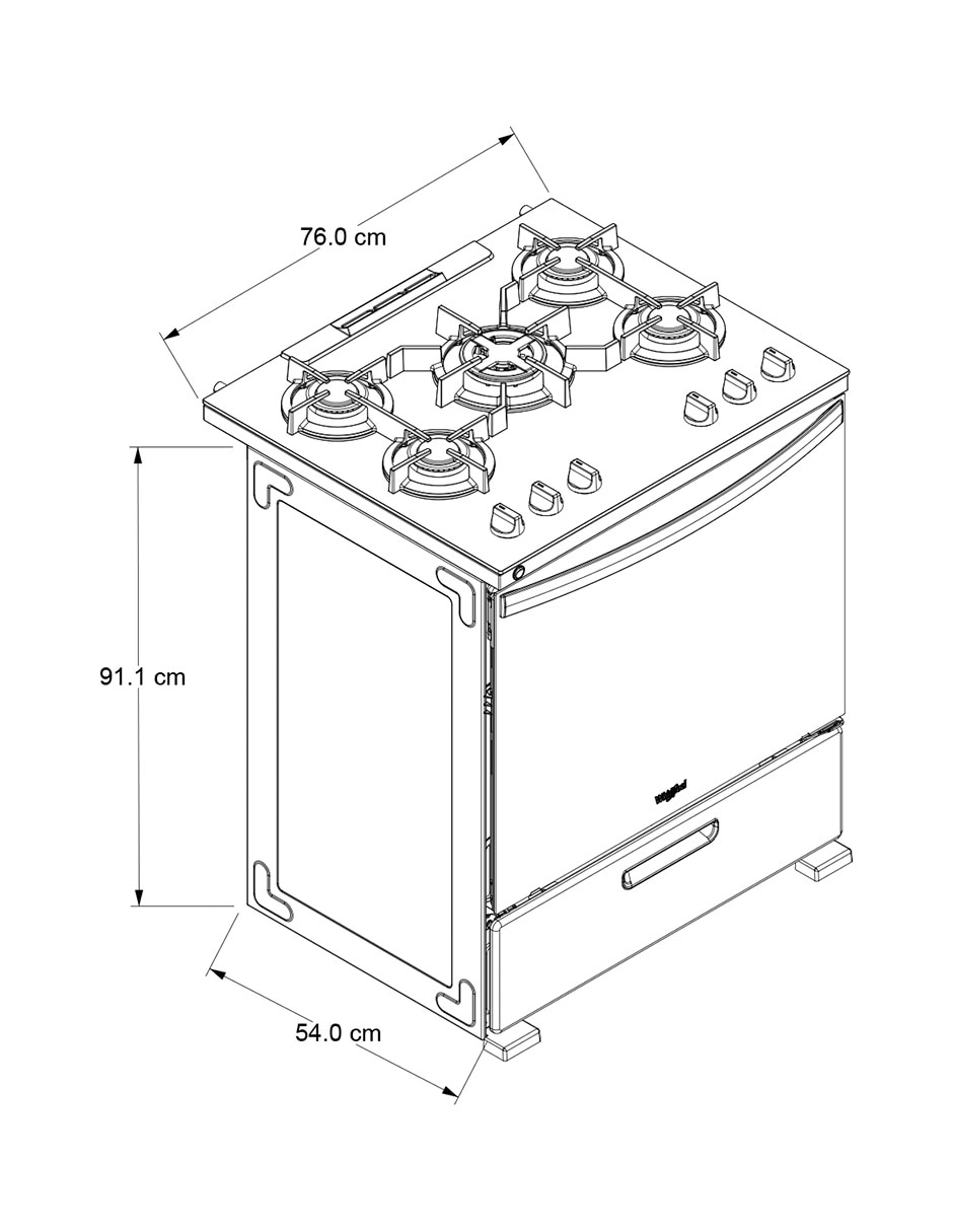 Estufa de piso a Gas LP 76 cm WFR7650S de 5 quemadores 7