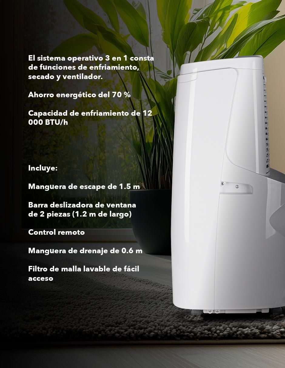 Aire acondicionado portátil Frío 12000 BTU RCAAPT12P 115 V 2