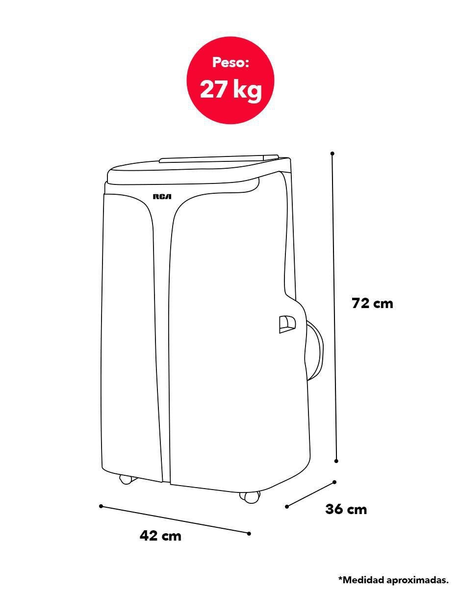 Aire acondicionado portátil Frío 12000 BTU RCAAPT12P 115 V 9
