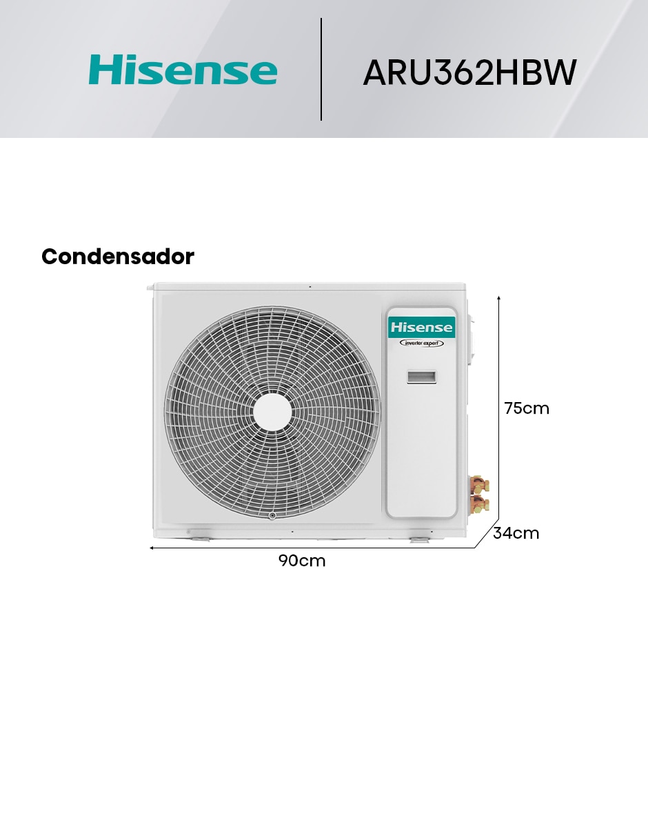Aire acondicionado mini split inverter frío y calor 36000 BTU aru362hbw 220 V 7