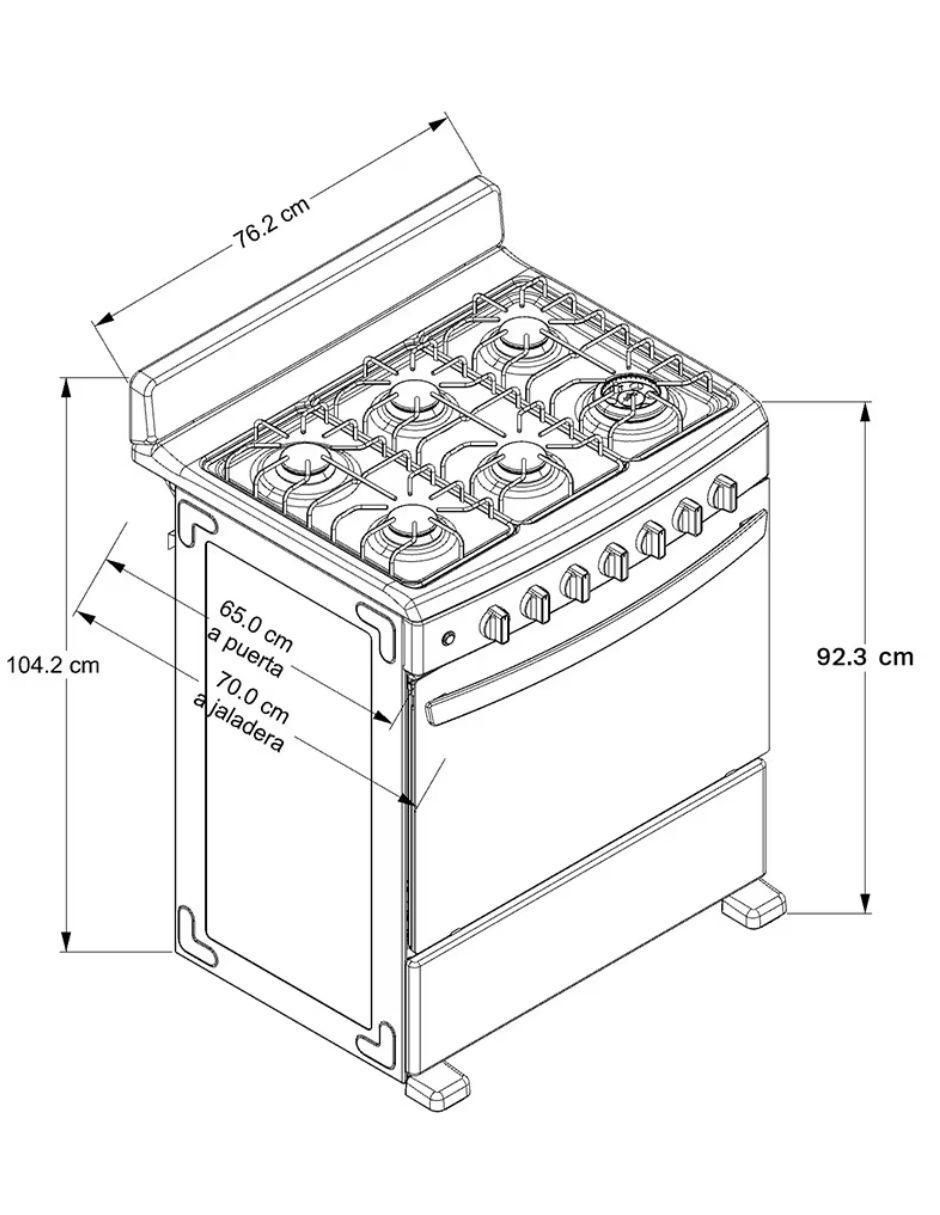 Estufa de piso a gas LP/Natural 76.2 cm  AFR7130G de 6 quemadores 4