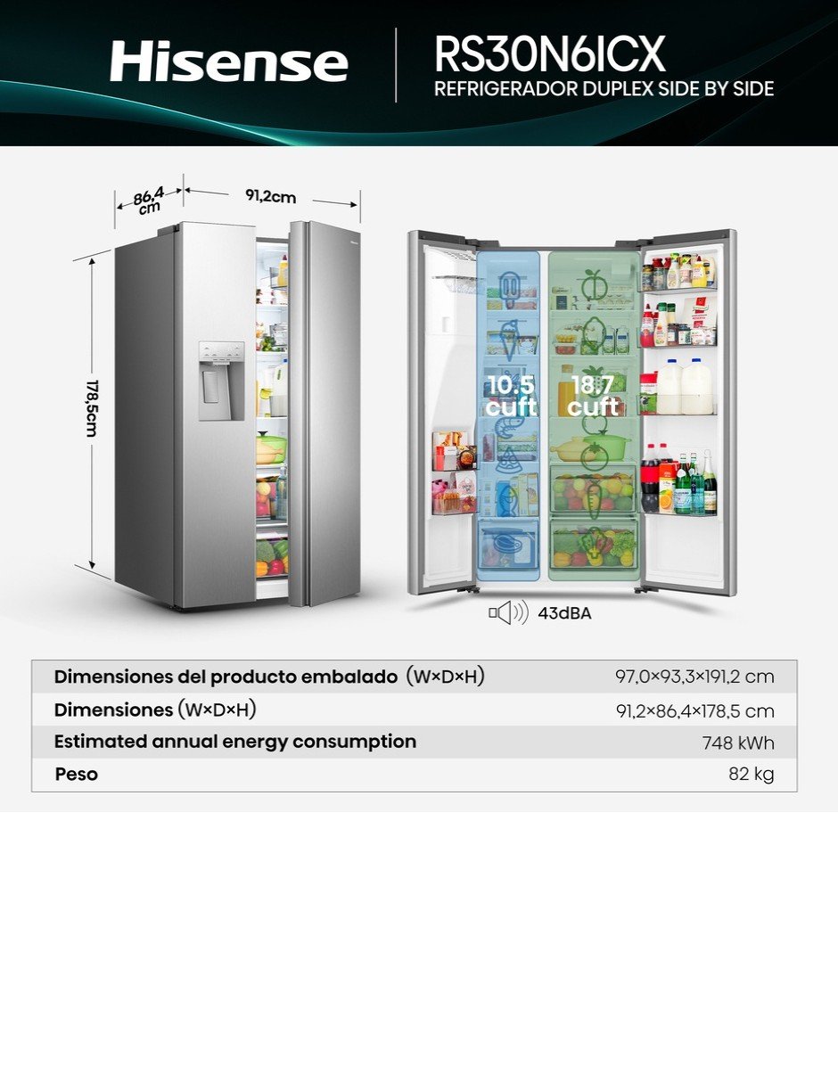 Refrigerador dúplex 30 pies cúbicos no frost invert y fábrica de hielo rs30n6icx