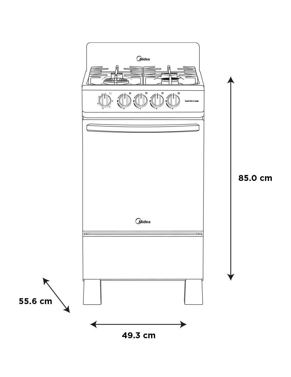 Estufa de piso a gas lp Mastercook 49.3 cm MGS20FS1BIABB de 4 quemadores 6