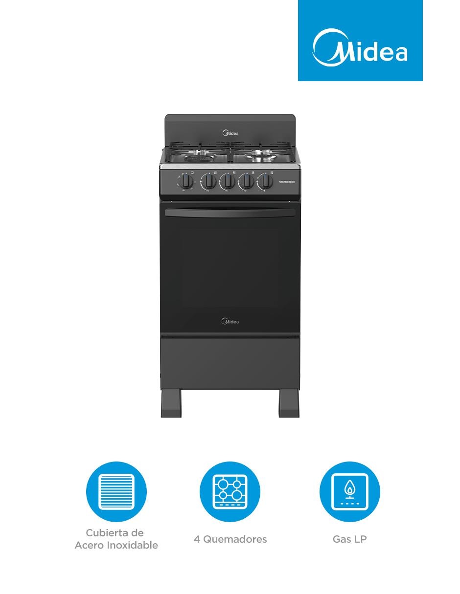Estufa de piso a gas lp Mastercook 49.3 cm MGS20FS1BIABB de 4 quemadores 5