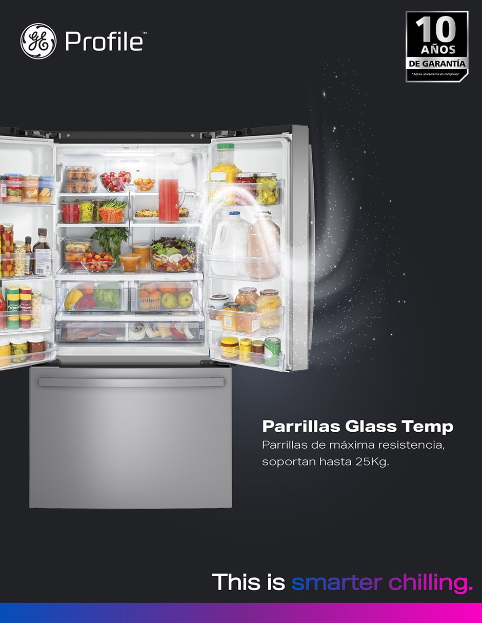 Refrigerador french door 22 pies cúbicos tecnología no frost PWN22JYWCFS 27