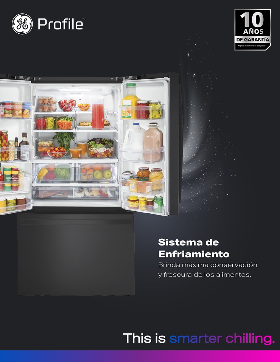 Refrigerador french door 22 pies cúbicos tecnología no frost PWN22JBWCKB 30