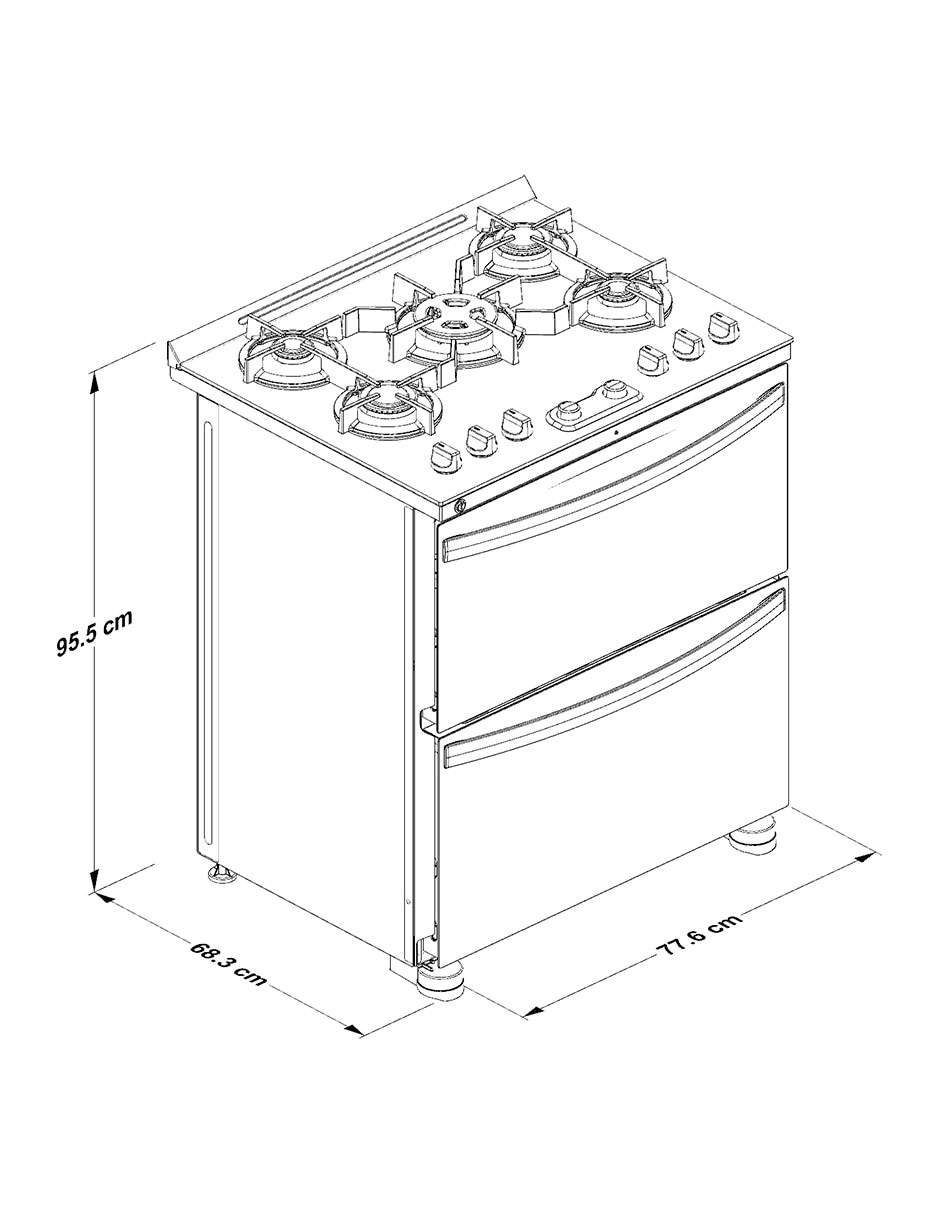 Estufa de piso a gas lp 77.6 cm WFD5LABNUW de 5 quemadores 6