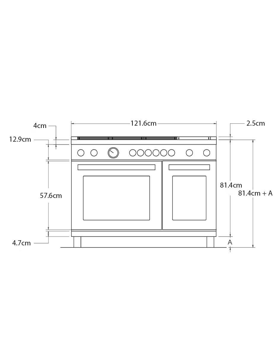 Estufa de piso a gas LP 121 cm mas486ggasxvlp de 6 quemadores 3