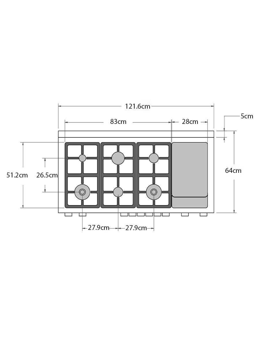 Estufa de piso a gas LP 121 cm mas486ggasxvlp de 6 quemadores 4