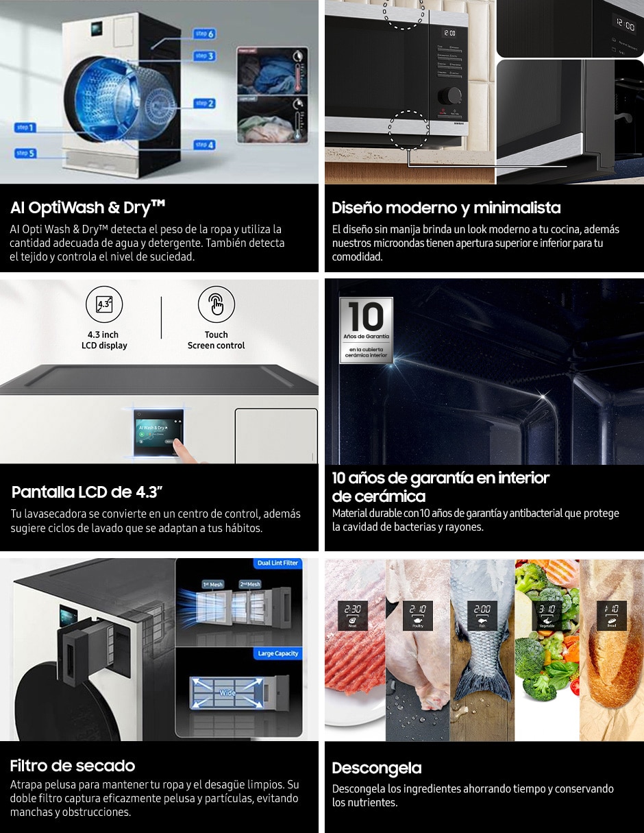 Combo Lavasecadora +Horno de microondas eléctrica 26 kg 15 kg F-WD26FBMS32AX 13