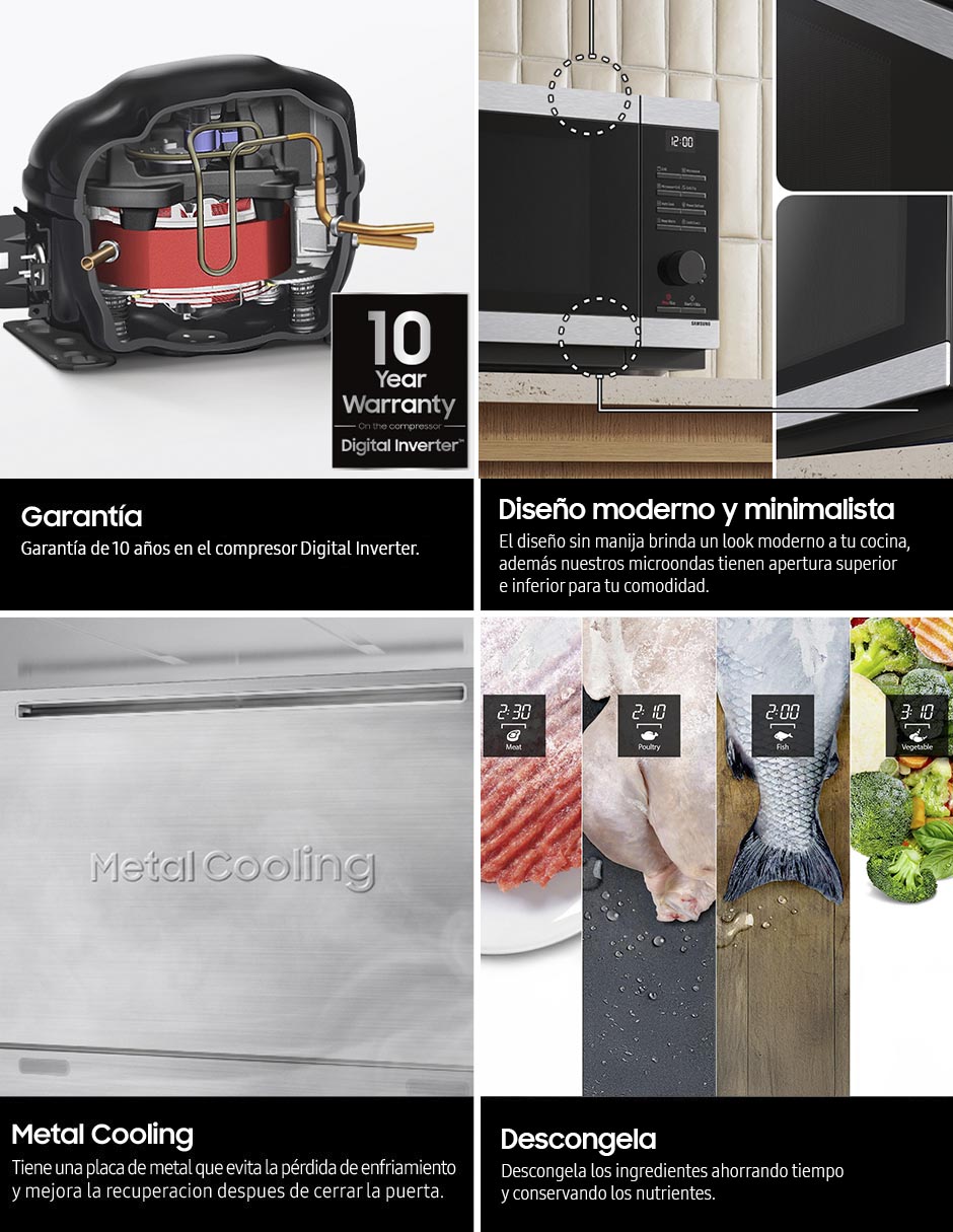 Combo Refrigerador French door 31 pies cúbicos tecnología inverter y fábrica de hielosF-RF32CG59MS32 + Microondas Samsung 9