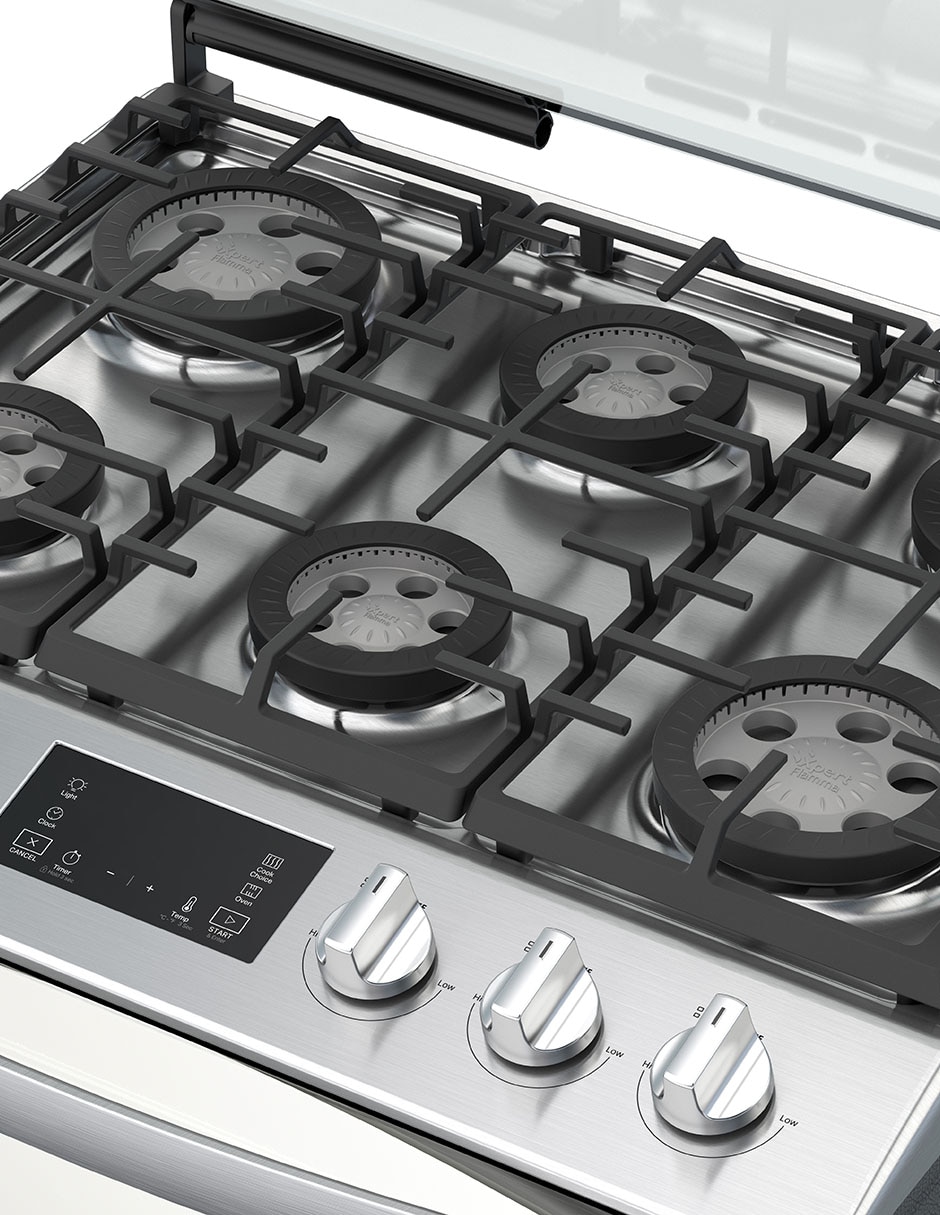 Combo estufa de piso a Gas LP 76 cm CWFR7400S-HH de 6 quemadores+Campana 2