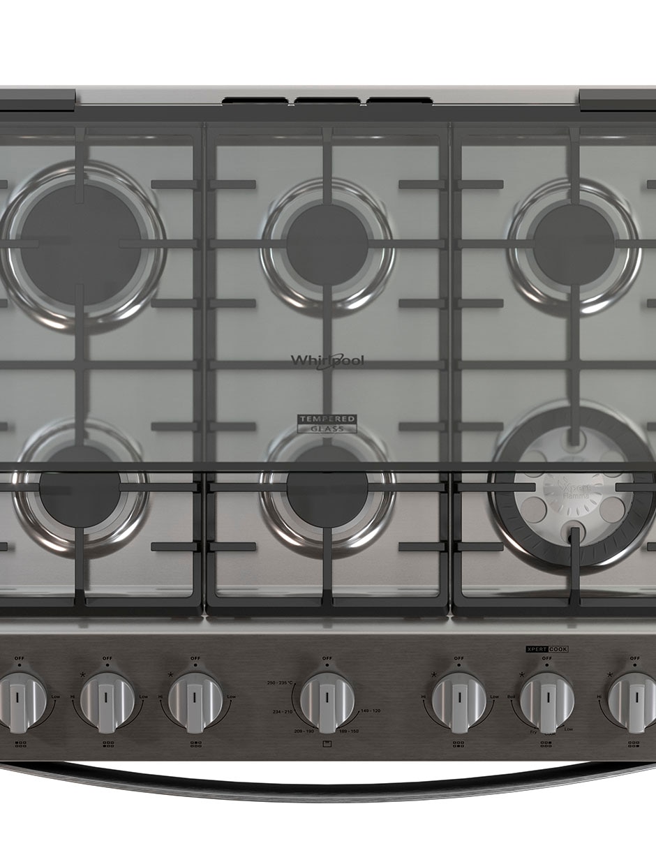 Combo Estufa de piso a Gas LP 76 CM CWFR7050S-HH de 6 quemadores + Campana 6