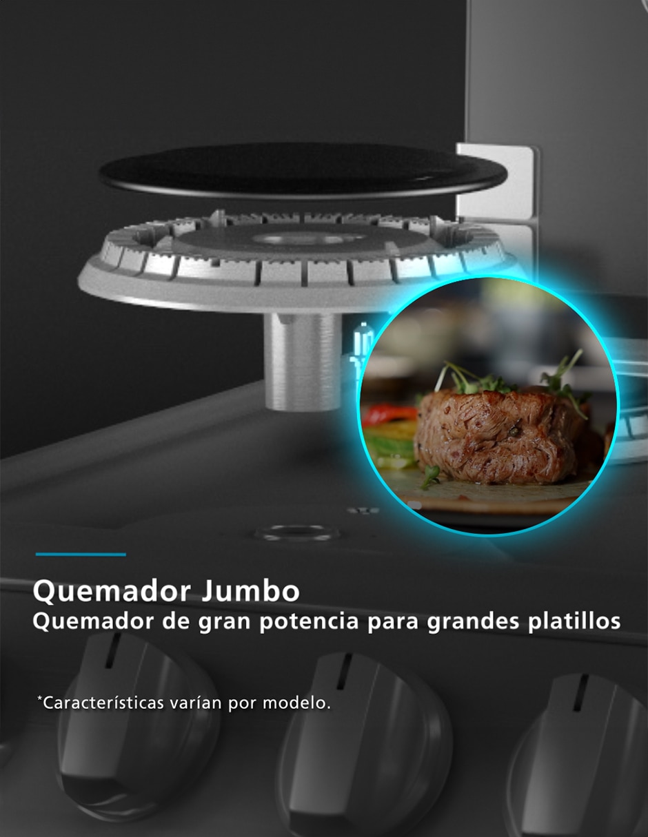 Estufa de piso a Gas LP Air Fry 76 cm EMHA7602DSS0 de 6 quemadores 16