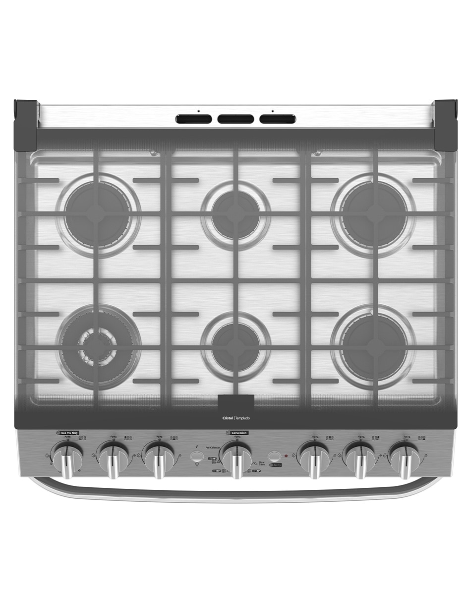 Estufa de piso a Gas LP Air Fry 76 cm EMHA7602DSS0 de 6 quemadores 10