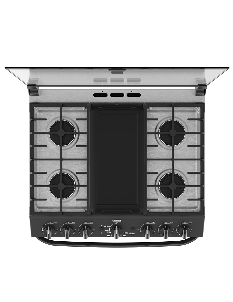 Estufa de piso a Gas LP Air Fry 76 cm EMHA7602JBS0 de 6 quemadores 16