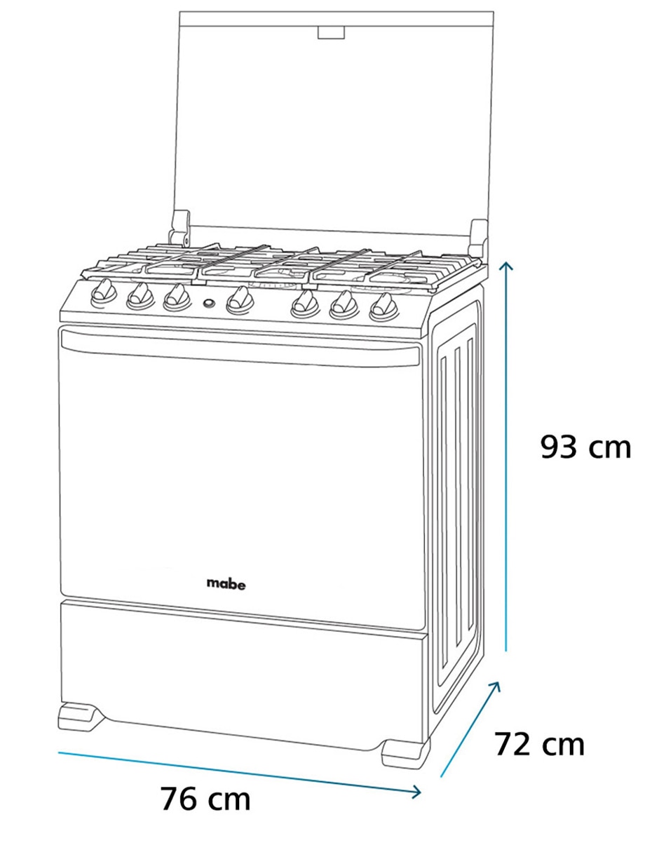 Estufa de piso a Gas LP Air Fry 76 cm EMHA7602JBS0 de 6 quemadores 20