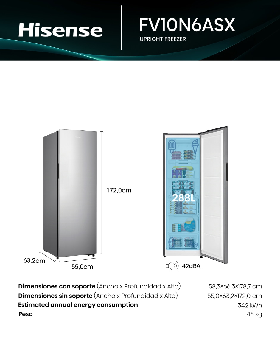 Congelador FV10N6ASX vertical 10 pies cúbicos 10