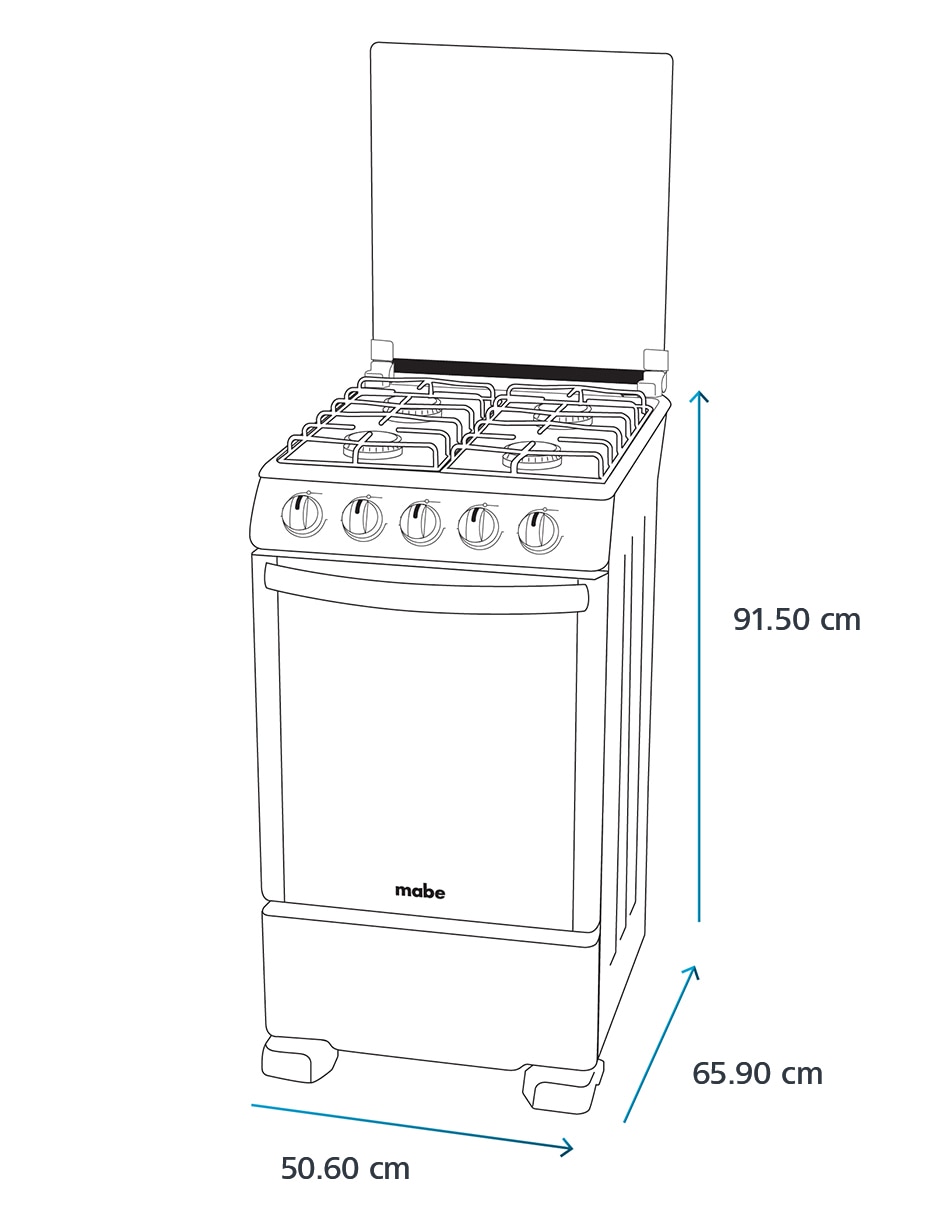 Combo estufa de piso a Gas LP Tecnología Ultimate Cooking y Cleaning 50.60 cm EM5060X2CMPU50 de 4 quemadores + Campana 22