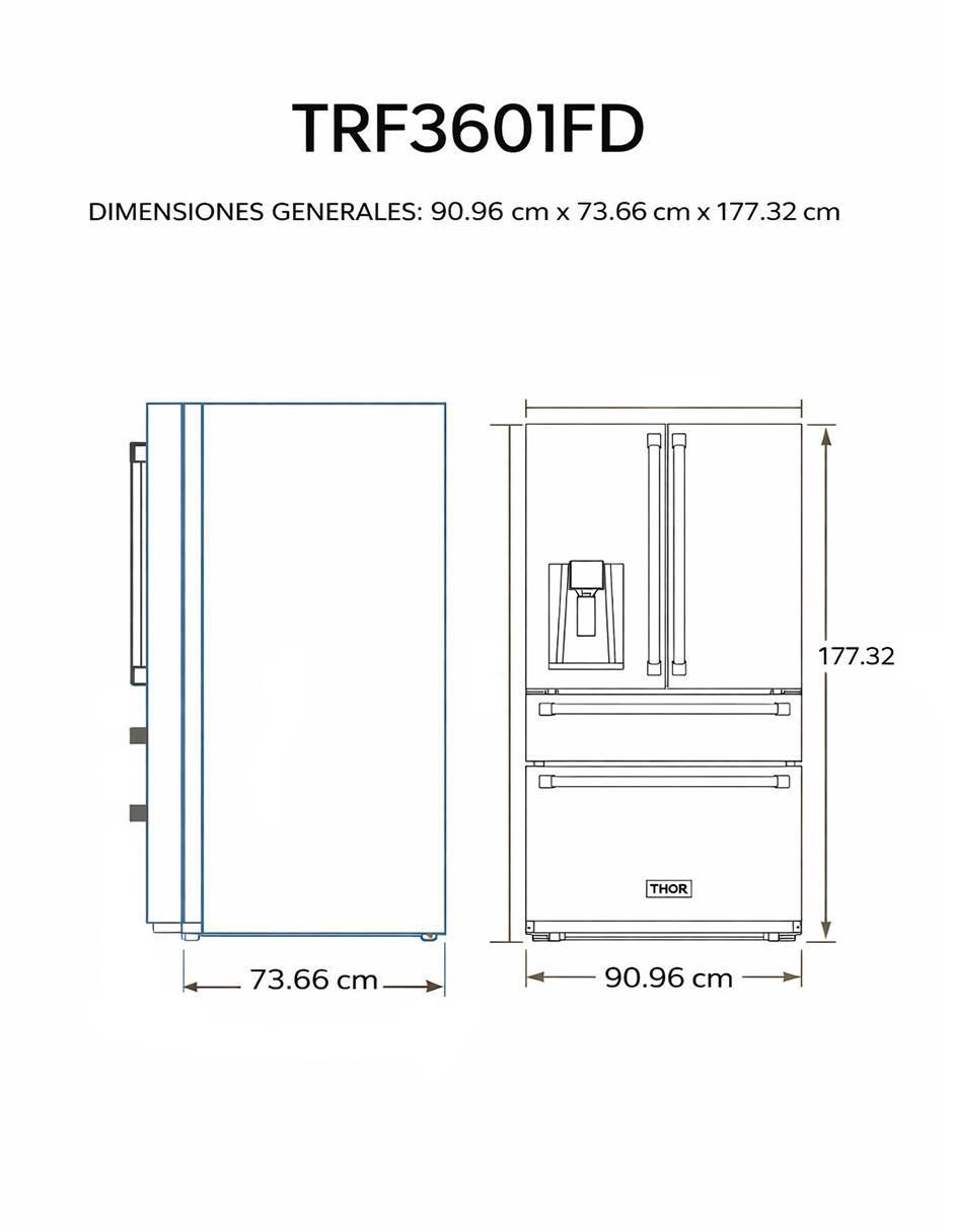 Refrigerador french door 21 pies cúbicos Dual Cooling (Doble Evaporador) y fábrica de hielos TRF3601FD 5