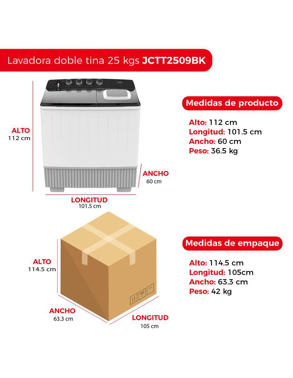 Lavadora doble tina Lavadora Doble Tina 25 kg semiautomátic carga superior JCTT2509BK 4