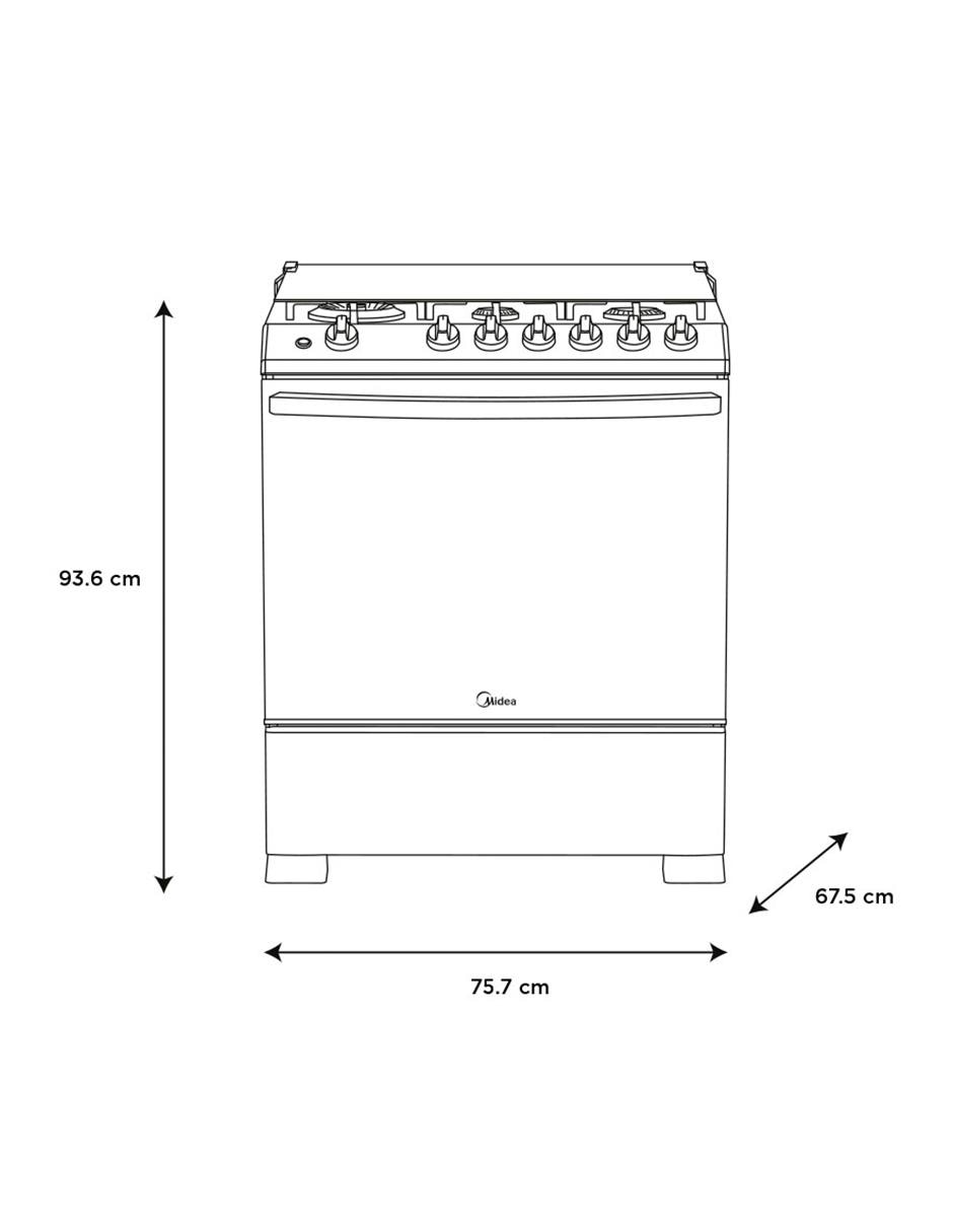 Estufa de piso a Gas natural/LP 75.7 cm MGS30FS1LIASBT de 6 quemadores 8
