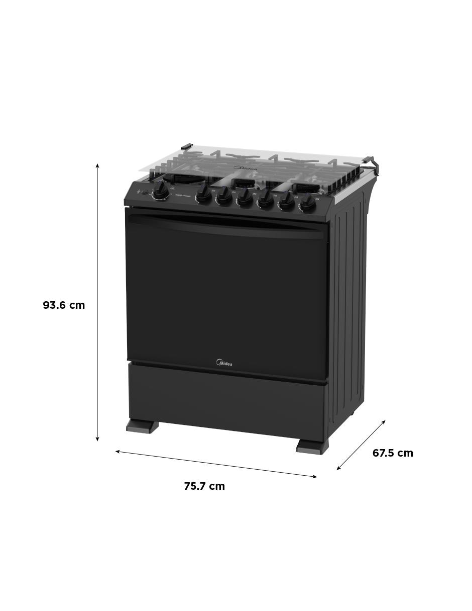 Estufa de piso a Gas natural/LP 75.7 cm MGS30FS1LIASBT de 6 quemadores 9