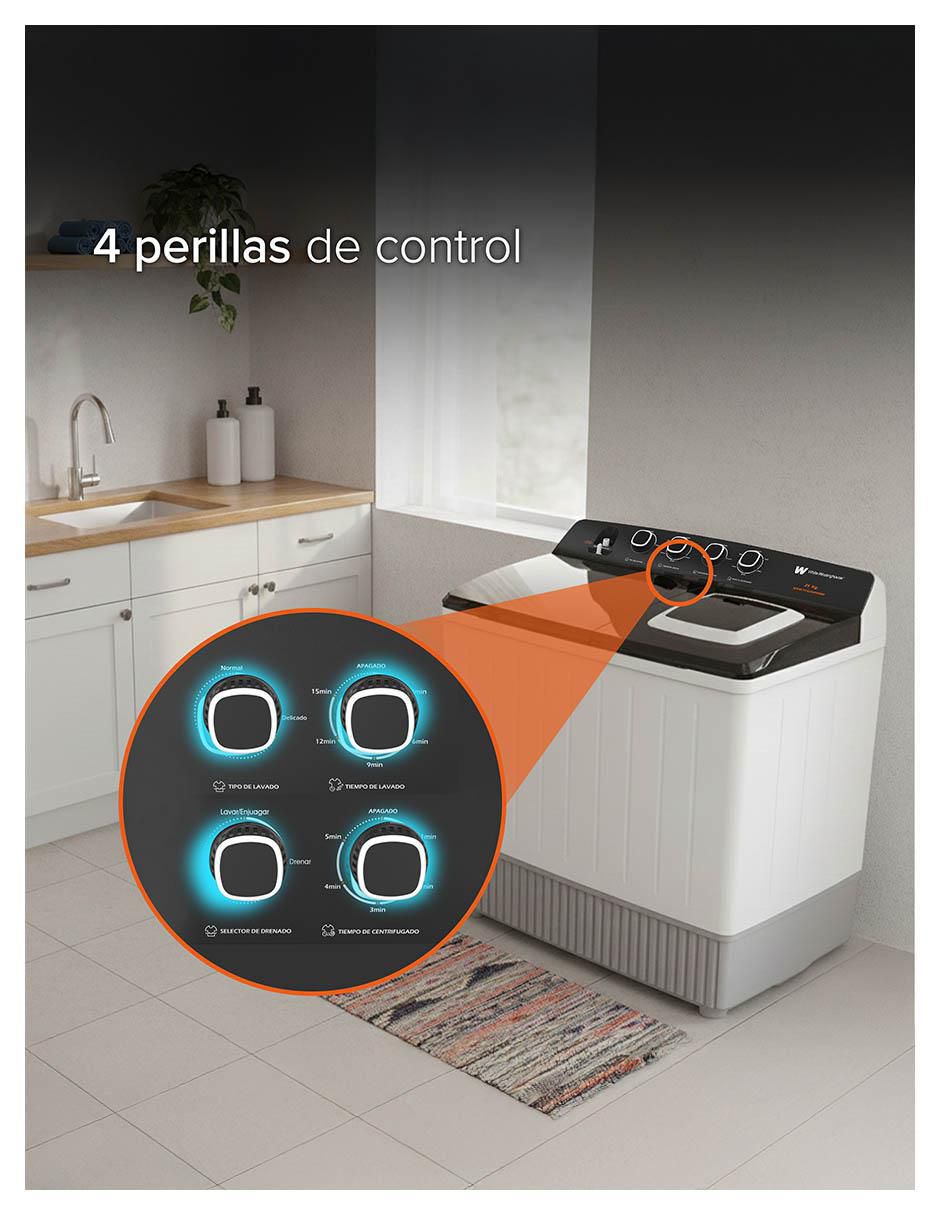 Lavadora doble tina 25 kg semiautomática carga superior WWXCTT332009QBK 4