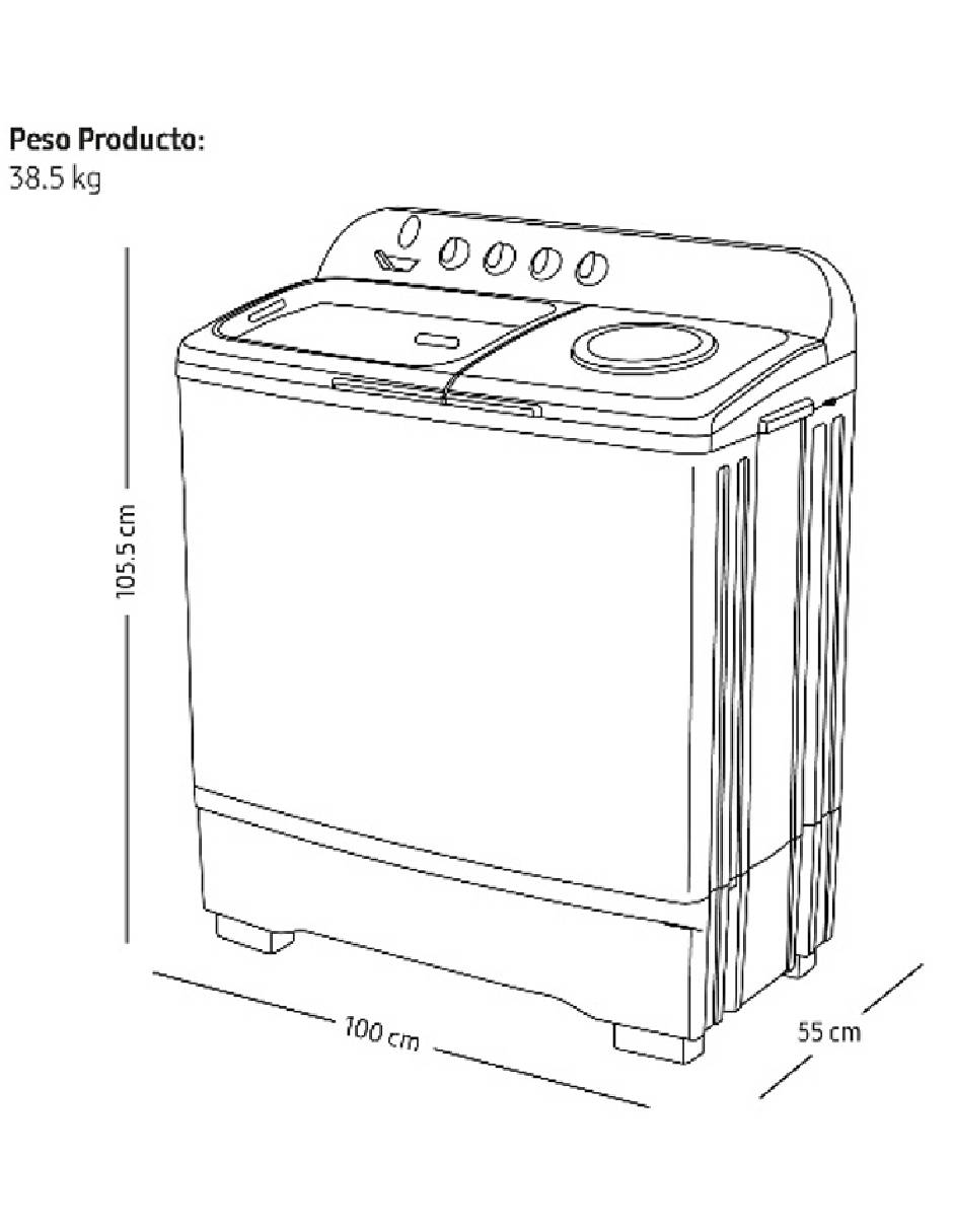 Lavadora doble tina 18 kg semiautomática carga superior wt18k5200mb/ax 1